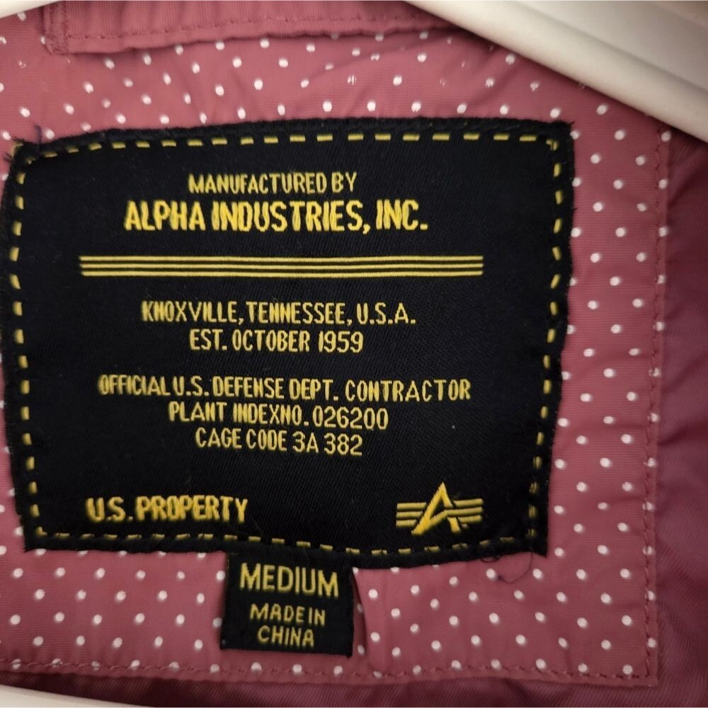 Alpha Industries Dusty Pink Nylon Flight Bomber Jacket Utility Medium - Picture 12 of 15